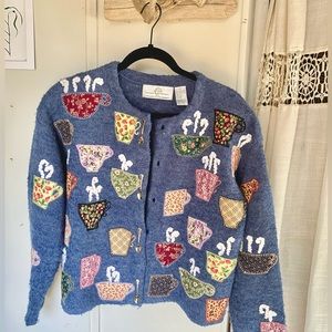 Vintage tea cup sweater cardigan